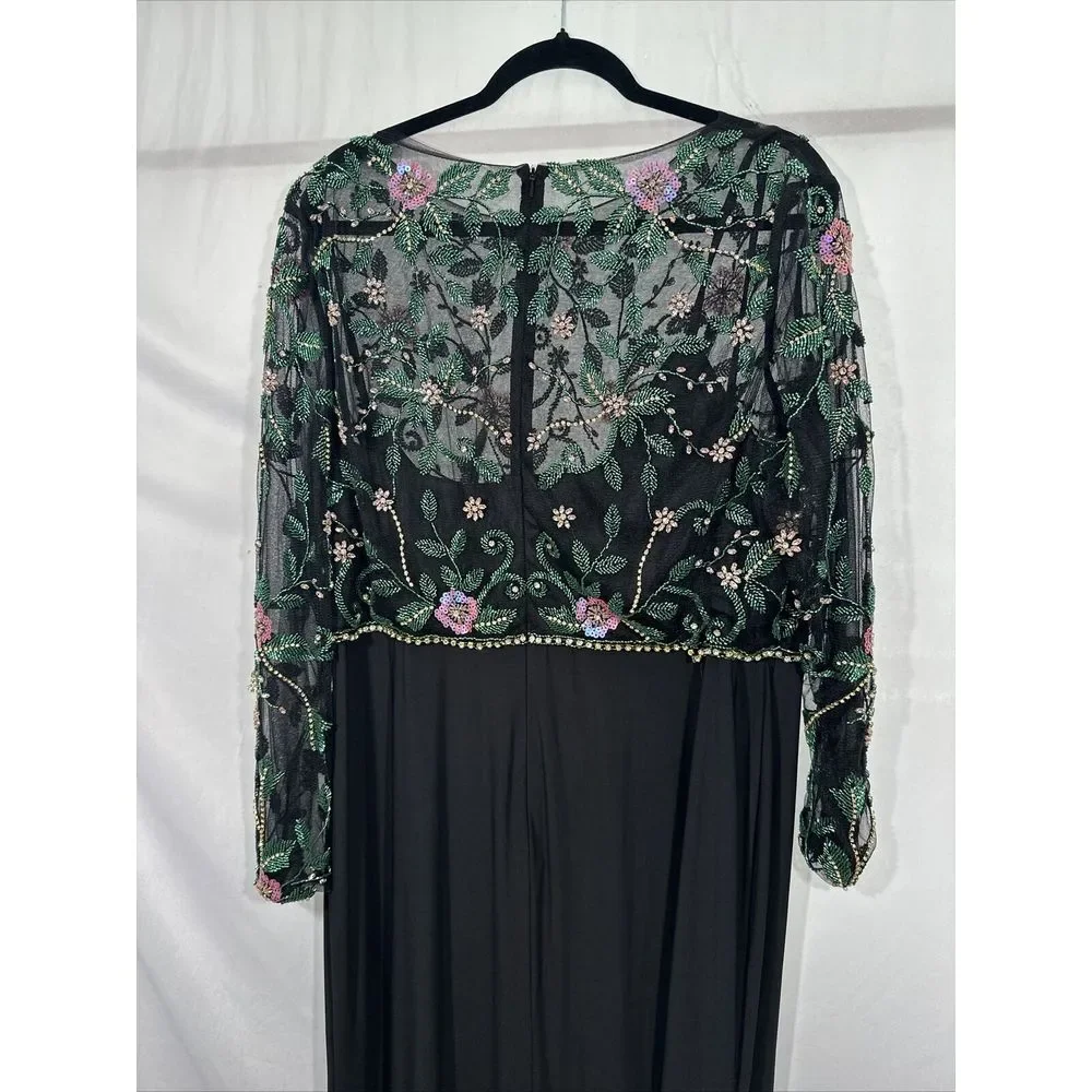 NWT $698 Mac Duggal [ 18 ]‎ Beaded Illusion High Neck Trumpet Gown Black #G1884 - Picture 15 of 16